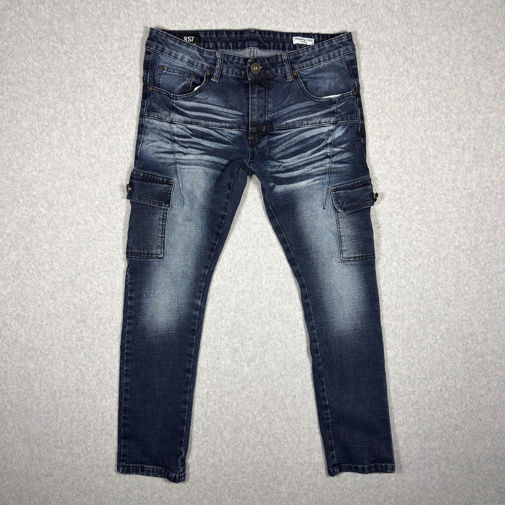 Royal 7 Men RS7 Premium Flex Cargo Jeans Dark Wash Slim Fit 32x30